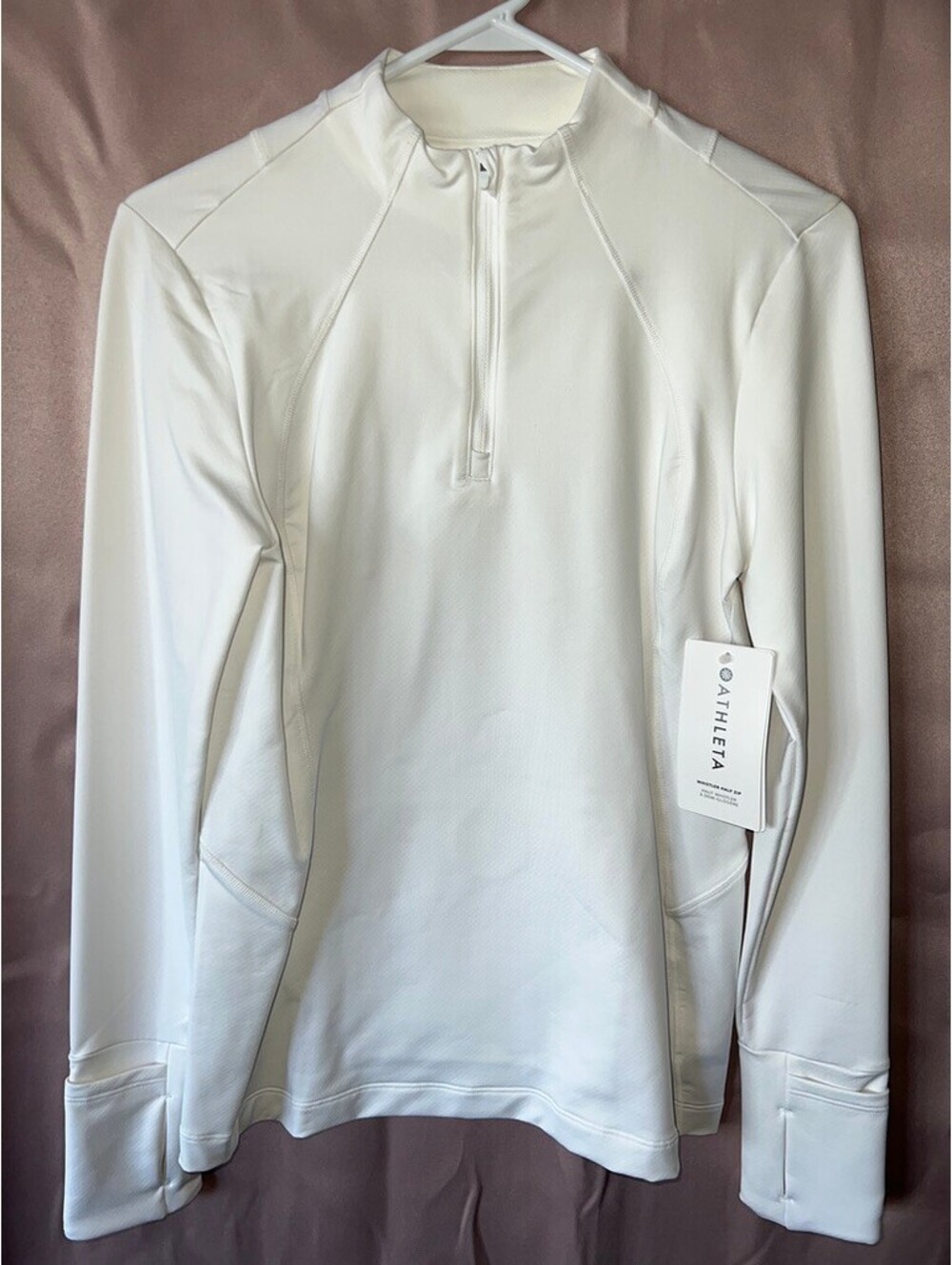 NWT Athleta Whistler Half Zip S white